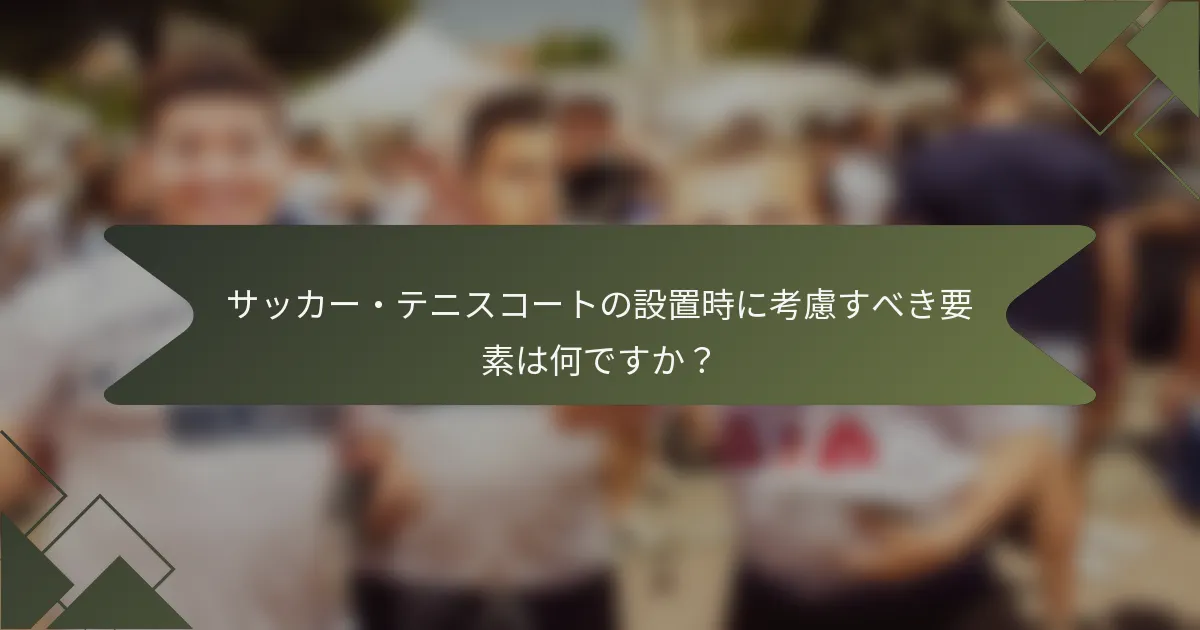 サッカー・テニスコートの設置時に考慮すべき要素は何ですか？