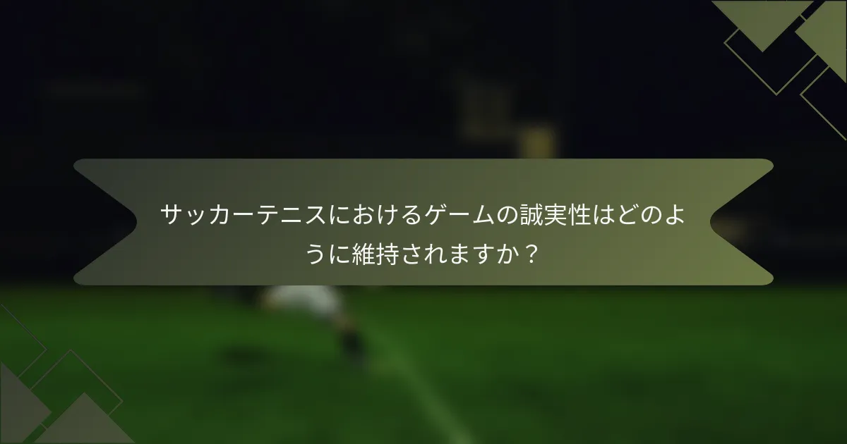 サッカーテニスにおけるゲームの誠実性はどのように維持されますか?